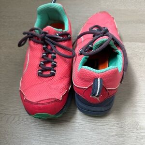 Puma Hot Pinkish Red & Green, size 8 1/2